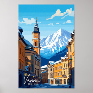 Wien Austria Art Vintage resor Illustration Poster