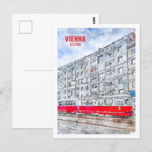 Wien Austria Berömd Travel Watercolor Vykort