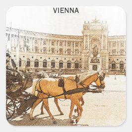 Wien Austria City Panorama View Fyrkantigt Klistermärke