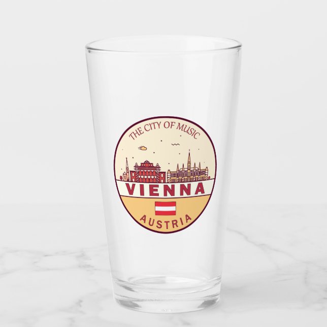Wien Austria City Skyline Emblem Glaskopp (Framsida)