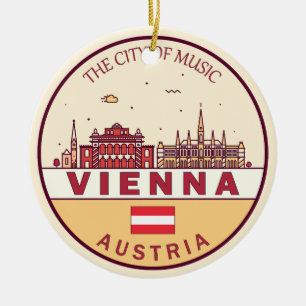 Wien Austria City Skyline Emblem Julgransprydnad Keramik