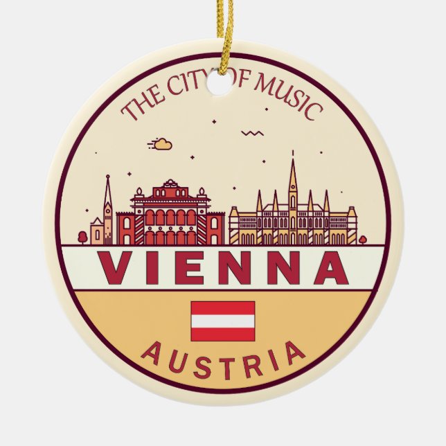 Wien Austria City Skyline Emblem Julgransprydnad Keramik (Framsidan)