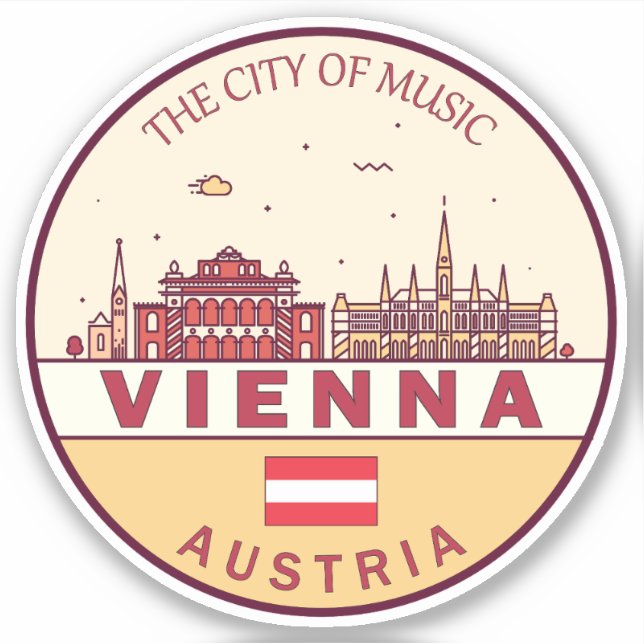 Wien Austria City Skyline Emblem Klistermärken (Framsida)