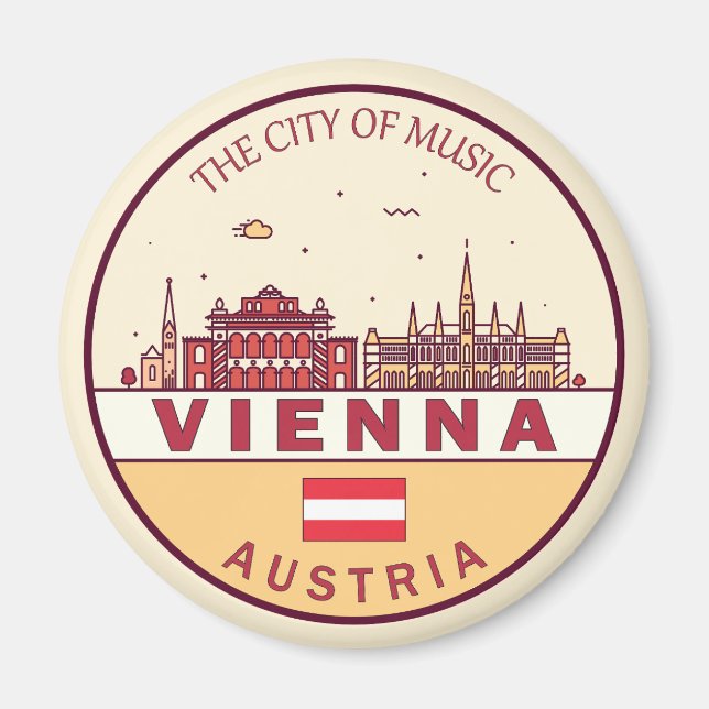 Wien Austria City Skyline Emblem Magnet (Framsidan)