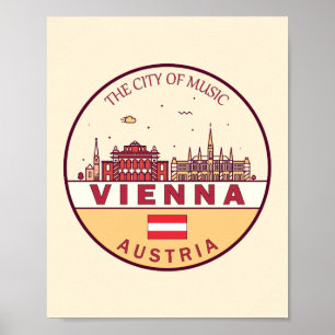 Wien Austria City Skyline Emblem Poster