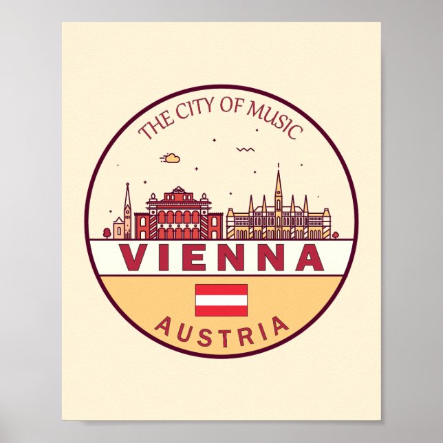 Wien Austria City Skyline Emblem Poster (Framsidan)