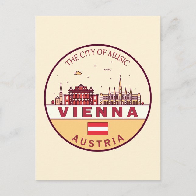 Wien Austria City Skyline Emblem Vykort (Framsida)