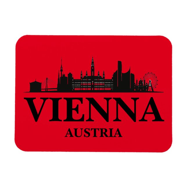 Wien Austria Cityscape Black White Magnet (Horisontell)