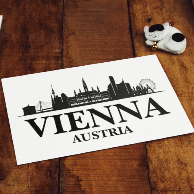 Wien Austria Cityscape Black White Vykort (Vienna Austria Simple Minimal Postcard)