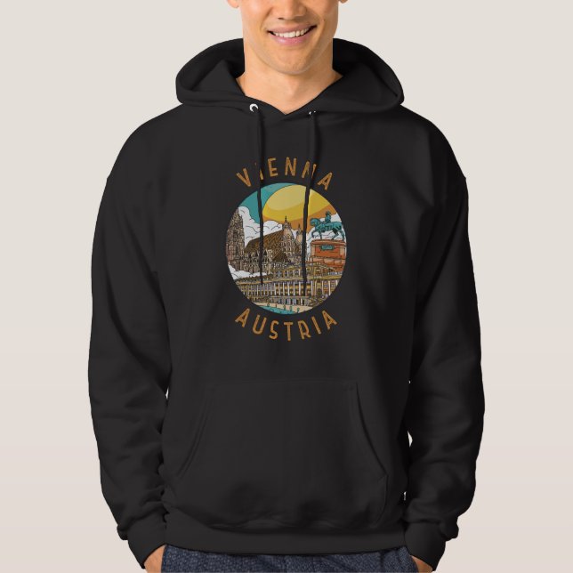 Wien Austria Distress Circle Hoodie (Framsida)