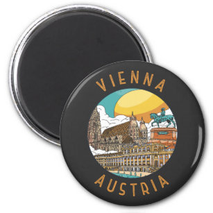Wien Austria Distress Circle Magnet