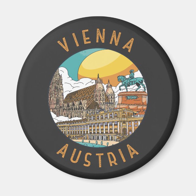 Wien Austria Distress Circle Magnet (Framsidan)