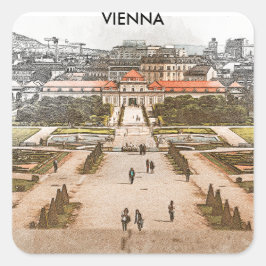 Wien Austria Historic Panorama View Fyrkantigt Klistermärke