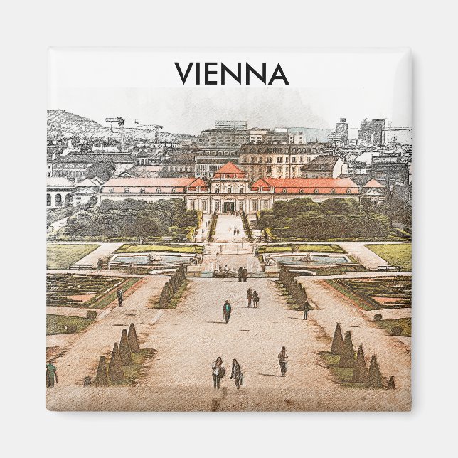 Wien Austria Historic Panorama View Magnet (Framsidan)