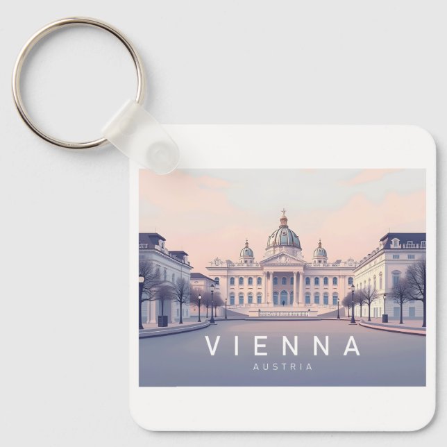 Wien Austria Pastel Travel Design Nyckelring (Framsida)