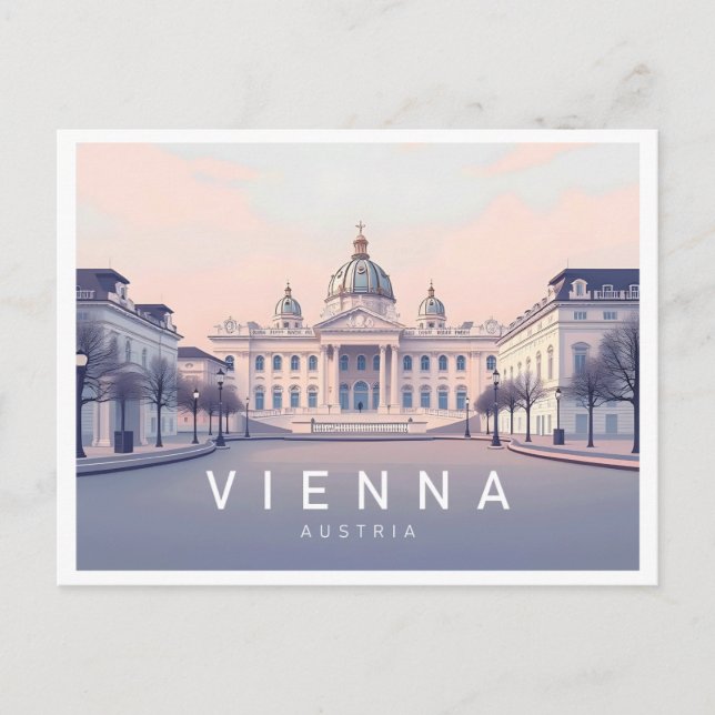 Wien Austria Pastel Travel Design Vykort (Framsida)