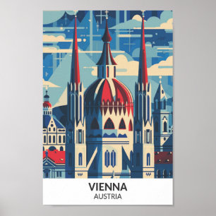 Wien Austria Retro Artwork Travel Poster