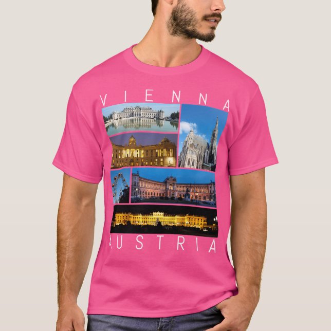 Wien Austria Souvenir Berömd Landmarks på natten T Shirt (Framsida)