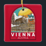 Wien Austria Travel Retro Emblem Julgransprydnad Keramik<br><div class="desc">Wiens återresekonstruktion i ett emblem stil. Dess konstnärliga och intellektuella arv utformades av boende,  däribland Mozart,  Beethoven och Sigmund Freud.</div>