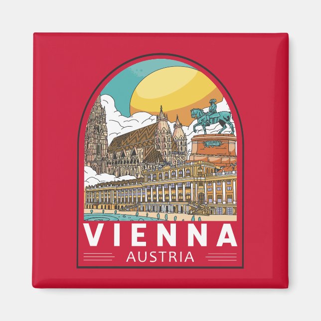 Wien Austria Travel Retro Emblem Magnet (Framsidan)