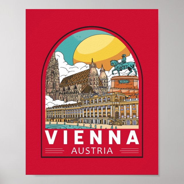 Wien Austria Travel Retro Emblem Poster (Framsidan)