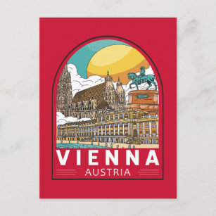 Wien Austria Travel Retro Emblem Vykort