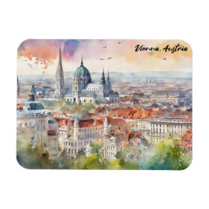 Wien Austria Watercolor Painting Panorama View Magnet