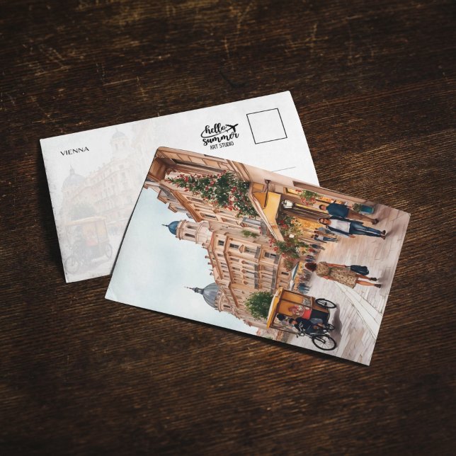 Wien Austria Watercolor Postcard Inbjudningar (Skapare uppladdad)