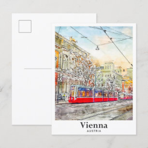 Wien Austria Watercolor Sketch Hand plockade Vykort