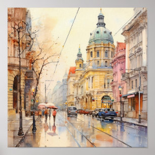 Wien Bohemian Stil Watercolor Painting Poster