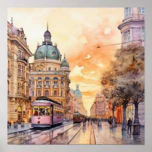 Wien Bohemian Stil Watercolor Painting Poster