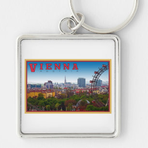 Wien - Cityscape Fyrkantig Silverfärgad Nyckelring