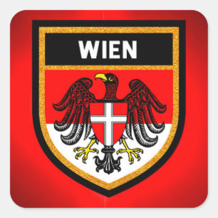 Wien Flagga Fyrkantigt Klistermärke