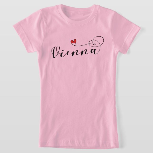 Wien Flagga in Heart, Österrike, Viennese T-Shirt (Laydown)