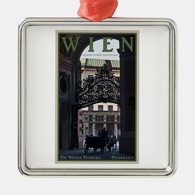 Wien - hästvagn julgransprydnad metall (Framsidan)