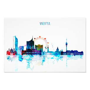Wien horisont, Österrike vattenfärgkonst Fototryck