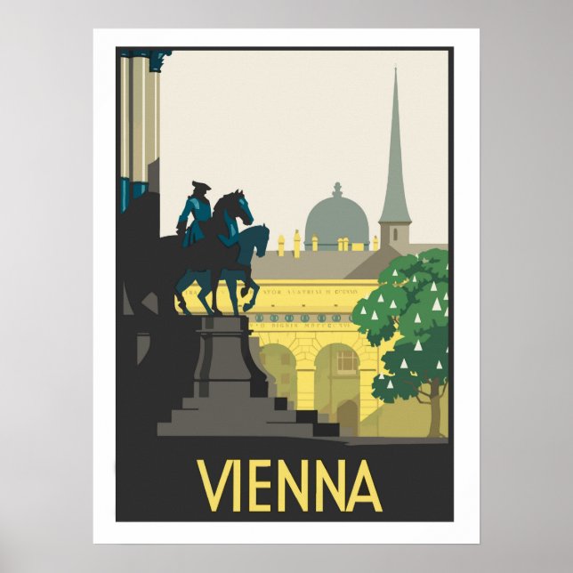 Wien, illustration, vintage reseaffisch poster (Framsidan)