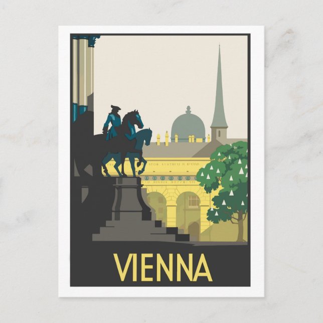 Wien, illustration, vintage resehandlingar postkor vykort (Framsida)