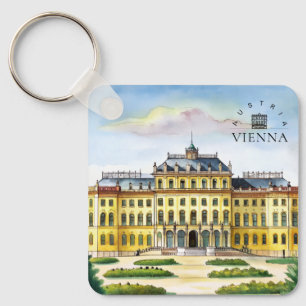 Wien Österrike Akvarell Stad Resminne Nyckelring
