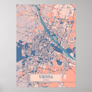 Wien - Österrike Breezy City Karta  Poster