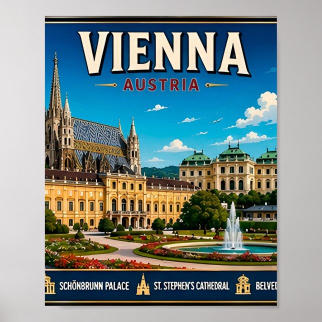🏛️ Wien Österrike Historiskt Resminne Present  Poster (Framsidan)