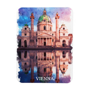 Wien Österrike karlskirche Church Watercolor Magnet