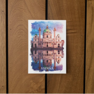 Wien Österrike Karlskirche Kyrka Akvarell Vykort