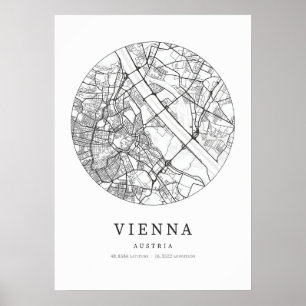 Wien Österrike Karta Poster