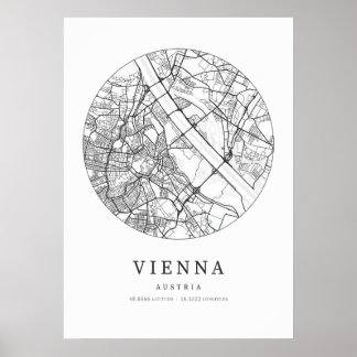 Wien Österrike Karta Poster