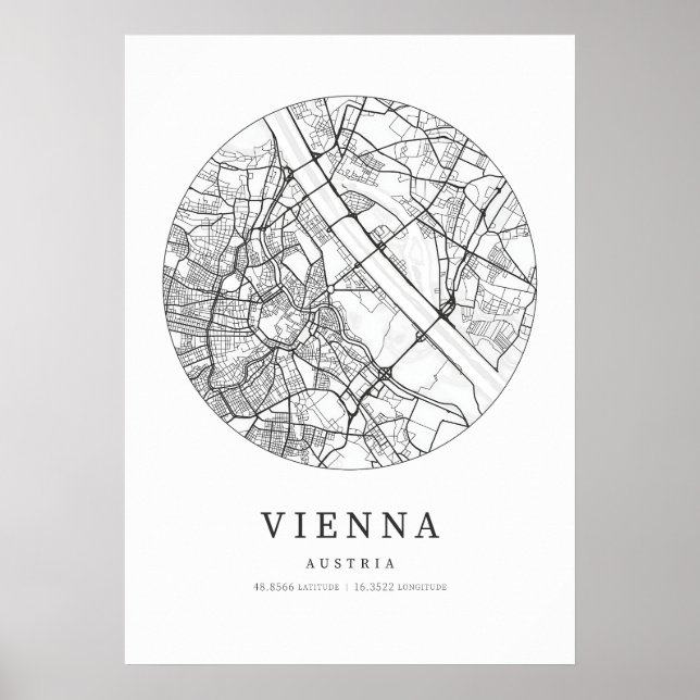 Wien Österrike Karta Poster (Framsidan)