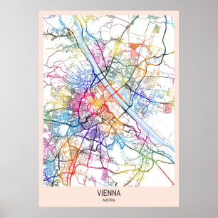 Wien Österrike Karta Poster