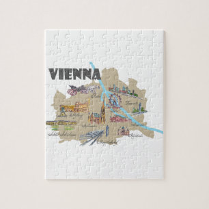 Wien Österrike kartaöverblick Pussel