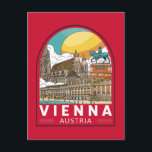 Wien Österrike Resa Retro Emblem Vykort<br><div class="desc">Wien retro resedesign i emblemstil. Dess konstnärliga och intellektuella arv formats av invånare som Mozart,  Beethoven och Sigmund Freud.</div>