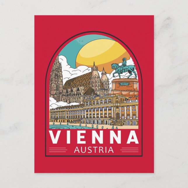 Wien Österrike Resa Retro Emblem Vykort (Framsida)